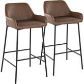 Daniella 30" Bar Stool in Black Metal & Espresso Leatherette (Set of 2)